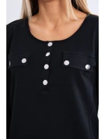 Súprava s gombíkovým výstrihom čiernej farby