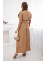 Dlhé šaty s ozdobným opaskom Camel Dlhé šaty s ozdobným opaskom Camel