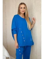 Bavlnená tepláková súprava Oversize + nohavice chrpová modrá