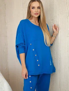 Bavlnená tepláková súprava Oversize + nohavice chrpová modrá
