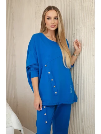 Bavlnená tepláková súprava Oversize + nohavice chrpová modrá