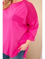 Dámska bavlnená mikina s fuksiovou potlačou v nadmernej veľkosti