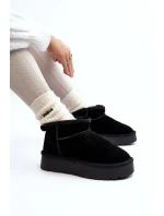 Modne Zamszowe Niskie Śniegowce Czarne Nucca