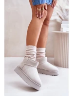 Śniegowce Damskie Na Platformie Ocieplane Futerkiem Jasnoszare Xamella