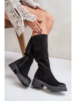 Zazoo 70145 Zamszowe Kozaki Przed Kolano Ocieplane Czarne