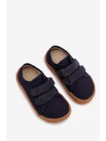 Dětské domácí pantofle Barefoot Froddo Canvas G1700440-2 Tmavě modré