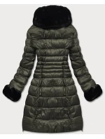 Dlhšia dámska prešívaná zimná bunda khaki (j19-017) Dlhšia dámska prešívaná zimná bunda khaki (j19-017)