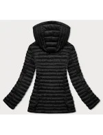 Čierna prešívaná bunda s kapucňou (LD-7218)