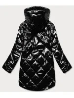 Lesklá čierna prešívaná dámska bunda (LD7259BIG)