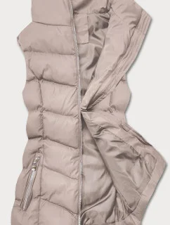 Tmavo béžová páperová dámska vesta (5M719-62)