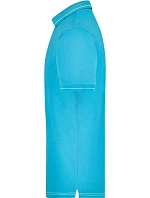 Daiber JN 569 Pánske elastické polo z džerseju 02.0569 aqua/biela
