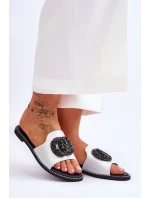 Damskie Płaskie Klapki Z Ozdobami S.Barski KV-520-3 Srebrne