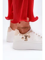 Sneakersy Damskie Na Platformie Z Zawieszkami Białe Tivissa