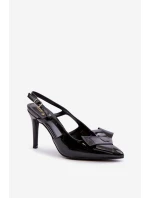 Lakierowane Szpilki Z Odkrytą Piętą Czarne Auroravia