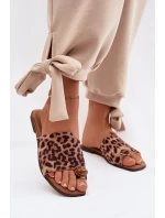 Dámské ploché pantofle s ozdobným detailem z eko semiše s leopardím vzorem Selavine