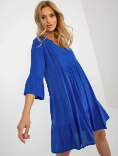 Šaty D73761M30214B kobaltovo modré