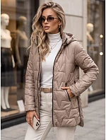 Dámska prešívaná bunda s odnímateľnou kapucňou, béžová, FashionStreet TY5793 Dámska prešívaná bunda s odnímateľnou kapucňou, béžová, FashionStreet TY5793