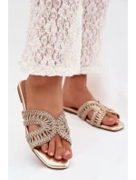 Dámské ploché zlaté pantofle Fariella