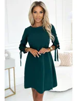 195-11 ALICE Trapézové šaty s mašľami - BOTTLE GREEN