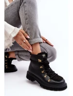 Skórzane Botki Trapery Damskie GOE MM2N4082 Czarne