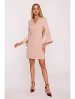 M876 Šaty so širokými manžetami - béžové