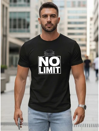 Pánske bavlnené tričko s potlačou No limit black FashionStreet NX0129R