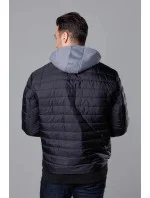Čierna pánska bunda typu "bomber" s teplákovou kapucňou (8M985-392) Čierna pánska bunda typu "bomber" s teplákovou kapucňou (8M985-392)