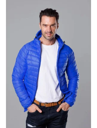 Svetlomodrá prešívaná pánska bunda s kapucňou (HM112-40) Svetlomodrá prešívaná pánska bunda s kapucňou (HM112-40)