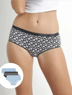 Dámske bavlnené nohavičky 3 ks DIM LES POCKETS COTTON BOXER 3x - DIM - čierna
