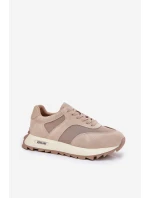 Zamszowe Sneakersy Na Platformie Damskie Big Star RR274897 HI-POLY SYSTEM Beżowe
