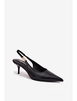 Dámské sandály z umělé kůže na podpatku Černé Jelissey