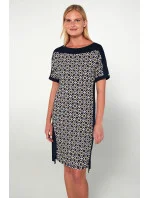 Šaty s krátkymi rukávmi 20502 modrá a biela - Vamp