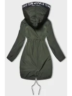 Tenká dámska bunda vo farbe khaki s ozdobnou lemovkou (1811)