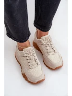 Skórzane Sneakersy Damskie Big Star OO274A315 Hi-Poly System Beżowe