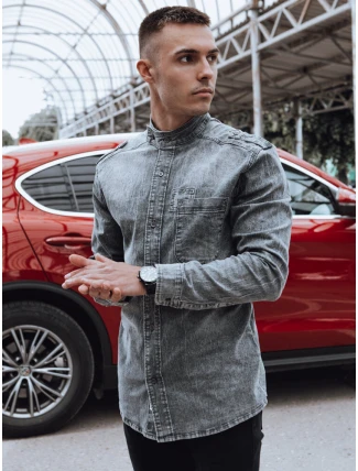 Pánska sivá košeľa FashionStreet DX2585 Pánska sivá košeľa FashionStreet DX2585