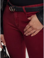 Dámske úzke džínsy BRITTNIX burgundy FashionStreet UY2222