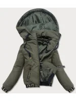 Dámska bunda typu "bomber" v khaki farbe (B8098-11)