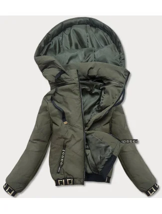 Dámska bunda typu "bomber" v khaki farbe (B8098-11)