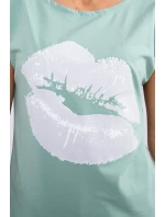 Blúzka s potlačou pier tmavo mätová Blúzka s potlačou pier tmavo mätová