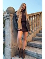 Wsuwane Botki Kowbojki Damskie Z Naturalnego Zamszu Czekoladowe Beretta