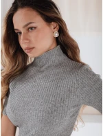 Dámsky rebrovaný sveter s krátkym rukávom GIRLGLORY sivý FashionStreet MY2551 Dámsky rebrovaný sveter s krátkym rukávom GIRLGLORY sivý FashionStreet MY2551