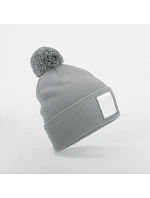 Beechfield B 338R Pletená čiapka Patch „Pompon“ 53.338R popelová/biela