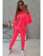 Zateplený rolák a mikina s kapucňou ružová neónová