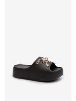 Klapki Damskie Lekkie Piankowe Z Ozdobami Czarne Orchia