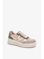 Sneakersy Damskie Na Platformie Panterka Beżowe Kelsia