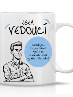 I AM THE LEADER (MALE) - klasický biely keramický hrnček 300 ml