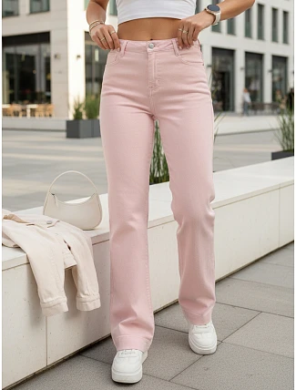 Dámske široké džínsy ružové FashionStreet UY2970