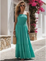Dámske maxi šaty bez ramienok v morskom odtieni FashionStreet EY2667