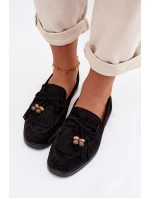 Dámské mokasíny s třásněmi a korálky Černé Teressa