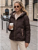 Dámska prešívaná bunda s kapucňou, hnedá, FashionStreet TY5944 Dámska prešívaná bunda s kapucňou, hnedá, FashionStreet TY5944